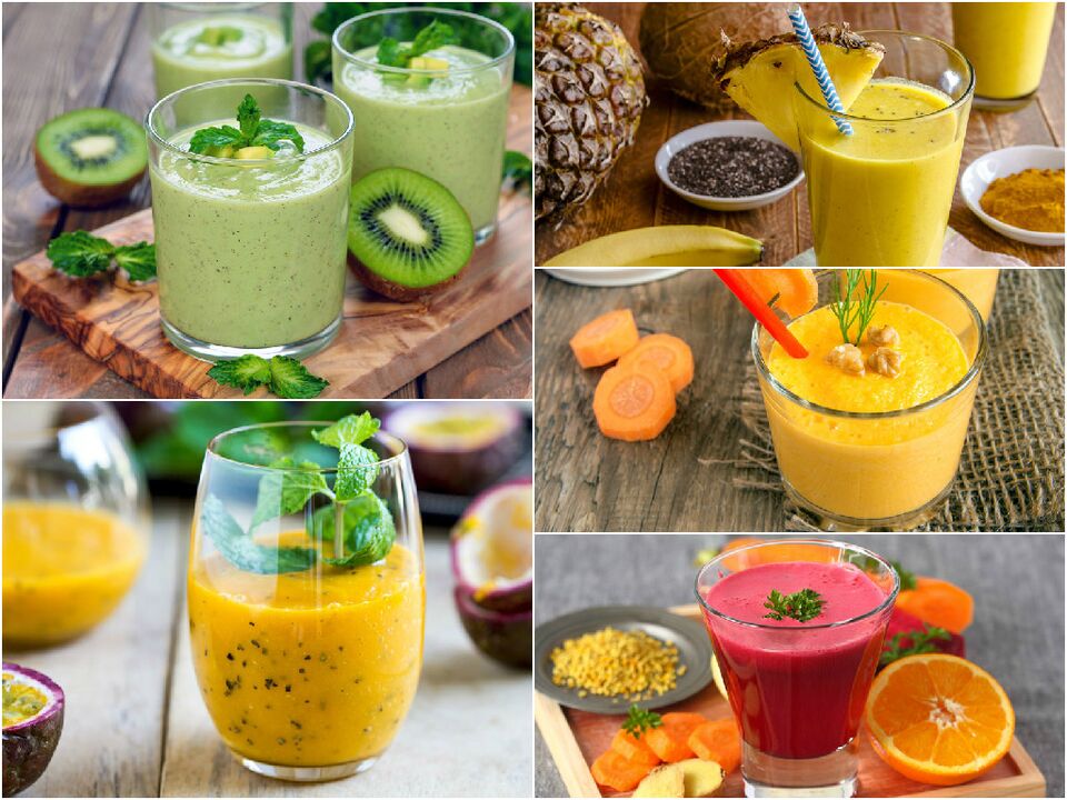 Smoothies from vegetables and fruits in the 7-day detox diet